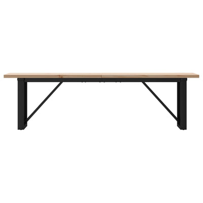 Sohvapöytä O-runko 160x40x45,5 cm täysi mänty ja valurauta
