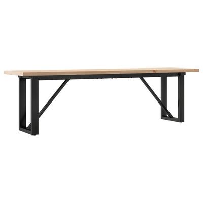 Sohvapöytä O-runko 160x40x45,5 cm täysi mänty ja valurauta