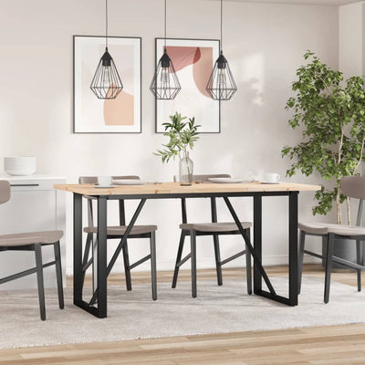 Ruokapöytä O-runko 160x80x75,5 cm täysi mänty ja valurauta