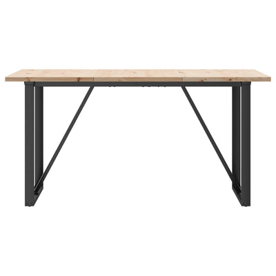 Ruokapöytä O-runko 160x80x75,5 cm täysi mänty ja valurauta