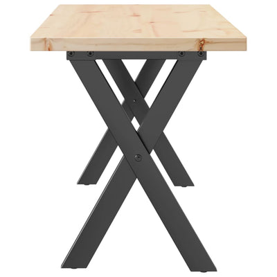 Sohvapöytä X-runko 110x40x45,5 cm täysi mänty ja valurauta