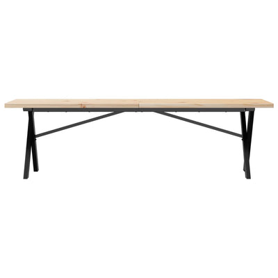 Sohvapöytä X-runko 160x40x45,5 cm täysi mänty ja valurauta