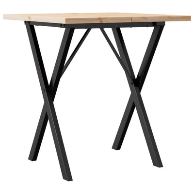 Ruokapöytä X-runko 70x70x75,5 cm täysi mänty ja valurauta