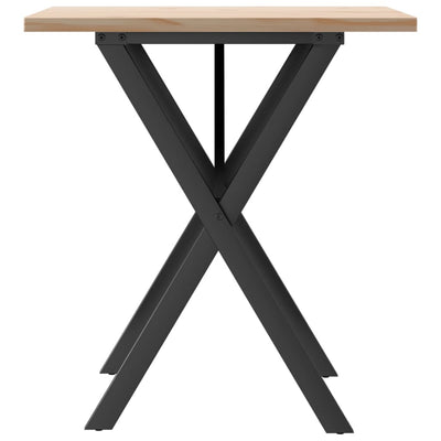 Ruokapöytä X-runko 70x70x75,5 cm täysi mänty ja valurauta
