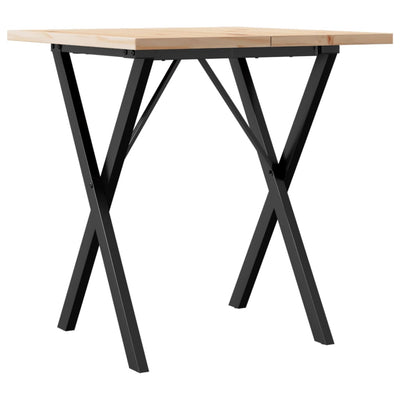Ruokapöytä X-runko 70x70x75,5 cm täysi mänty ja valurauta