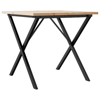 Ruokapöytä X-runko 90x90x75,5 cm täysi mänty ja valurauta