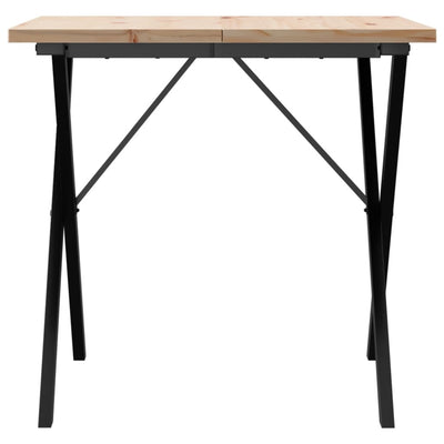 Ruokapöytä X-runko 90x90x75,5 cm täysi mänty ja valurauta