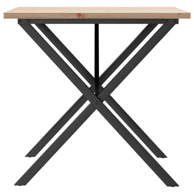 Ruokapöytä X-runko 90x90x75,5 cm täysi mänty ja valurauta
