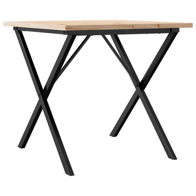 Ruokapöytä X-runko 90x90x75,5 cm täysi mänty ja valurauta