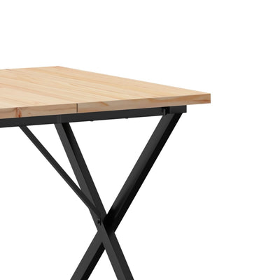 Ruokapöytä X-runko 90x90x75,5 cm täysi mänty ja valurauta
