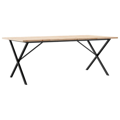Ruokapöytä X-runko 200x100x75,5 cm täysi mänty ja valurauta