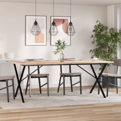 Ruokapöytä X-runko 200x100x75,5 cm täysi mänty ja valurauta