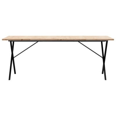 Ruokapöytä X-runko 200x100x75,5 cm täysi mänty ja valurauta
