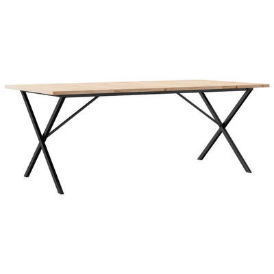 Ruokapöytä X-runko 200x100x75,5 cm täysi mänty ja valurauta