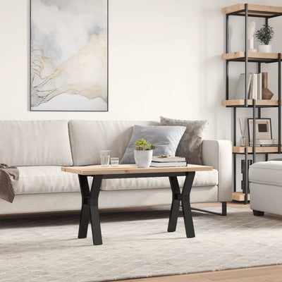 Sohvapöytä Y-runko 90x40x45,5 cm täysi mänty ja valurauta