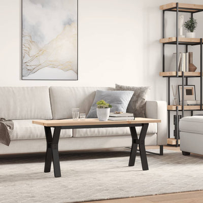 Sohvapöytä Y-runko 110x40x45,5 cm täysi mänty ja valurauta