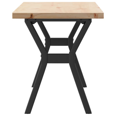Sohvapöytä Y-runko 110x40x45,5 cm täysi mänty ja valurauta