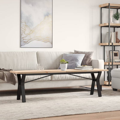 Sohvapöytä Y-runko 160x40x45,5 cm täysi mänty ja valurauta