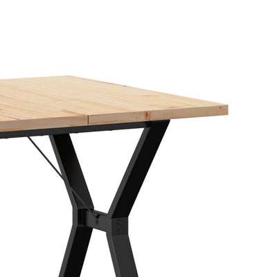 Ruokapöytä Y-runko 80x80x75,5 cm täysi mänty ja valurauta