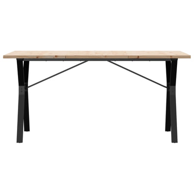 Ruokapöytä Y-runko 140x80x75,5 cm täysi mänty ja valurauta