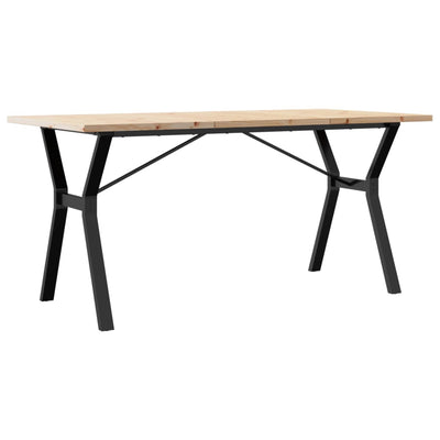 Ruokapöytä Y-runko 160x80x75,5 cm täysi mänty ja valurauta