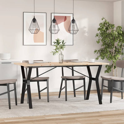 Ruokapöytä Y-runko 160x80x75,5 cm täysi mänty ja valurauta