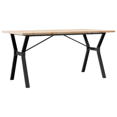 Ruokapöytä Y-runko 160x80x75,5 cm täysi mänty ja valurauta