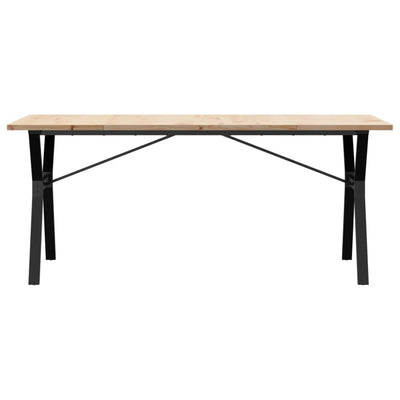 Ruokapöytä Y-runko 180x90x75,5 cm täysi mänty ja valurauta