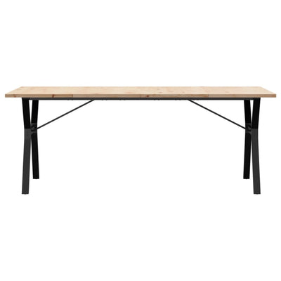 Ruokapöytä Y-runko 200x100x75,5 cm täysi mänty ja valurauta