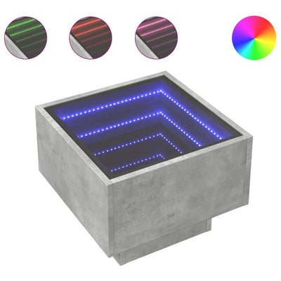 Sivupöytä LED-valoilla betoninharmaa 40x40x30 cm tekninen puu