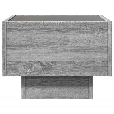 Sivupöytä LED-valoilla harmaa Sonoma 40x40x30 cm tekninen puu