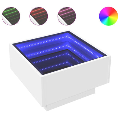 Valkoinen sohvapöytä led-valoilla Priciu 50x50x30cm (puinen)