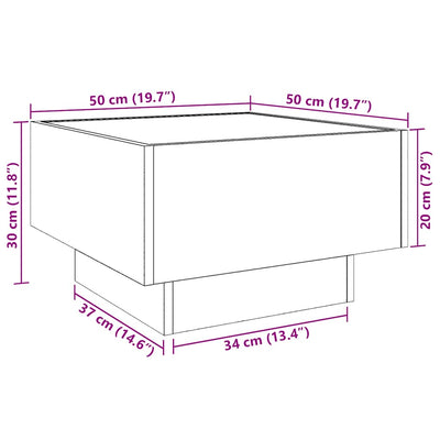 Valkoinen sohvapöytä led-valoilla Priciu 50x50x30cm (puinen)