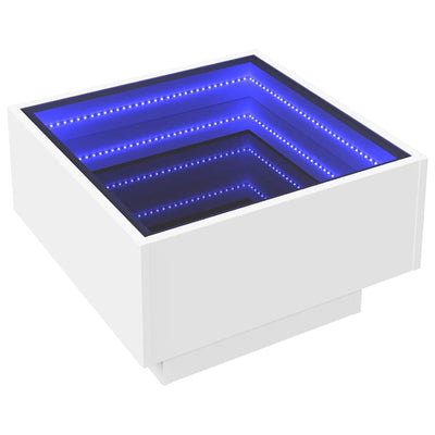 Valkoinen sohvapöytä led-valoilla Priciu 50x50x30cm (puinen)