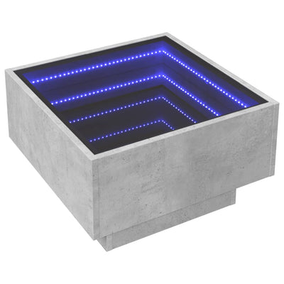 Betoninharmaa sohvapöytä led-valoilla Priciu 50x50x30cm (puinen)