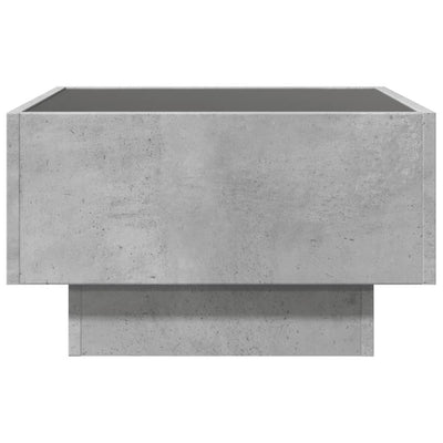 Sohvapöytä LED-valoilla betoninharmaa 50x50x30 cm tekninen puu