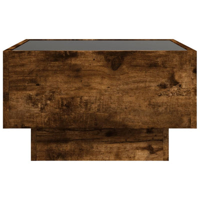 Sohvapöytä LED-valoilla savutammi 50x50x30 cm tekninen puu