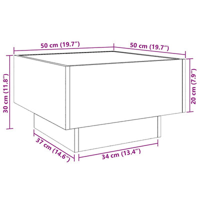 Harmaa sohvapöytä led-valoilla Priciu 50x50x30cm (puinen)