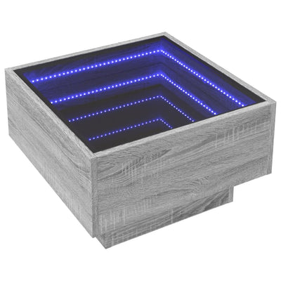 Sohvapöytä LED-valoilla harmaa Sonoma 50x50x30 cm tekninen puu
