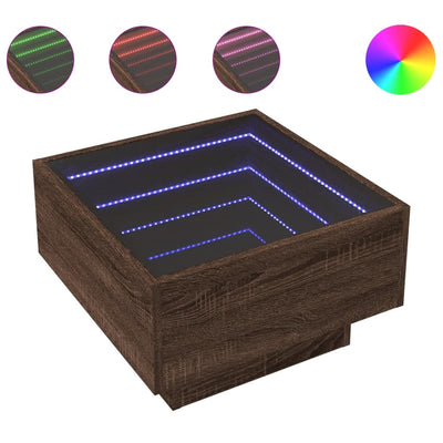 Ruskea sohvapöytä led-valoilla Priciu 50x50x30cm (puinen)