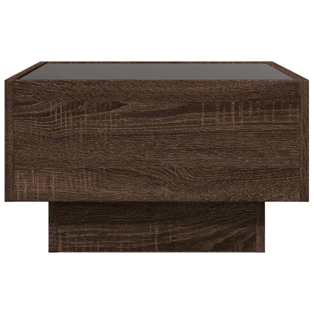 Ruskea sohvapöytä led-valoilla Priciu 50x50x30cm (puinen)