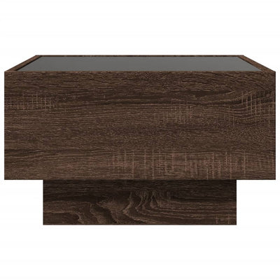 Sohvapöytä LED-valoilla ruskea tammi 50x50x30 cm tekninen puu