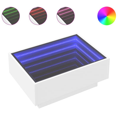 Valkoinen sohvapöytä led-valoilla Priciu 70x50x30cm (puinen)