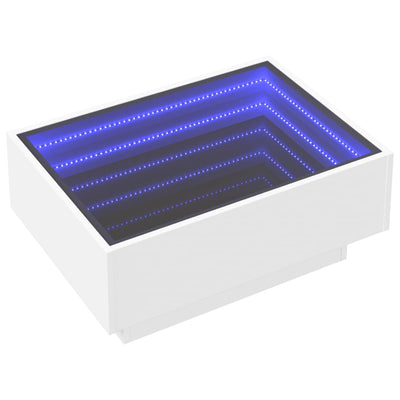 Valkoinen sohvapöytä led-valoilla Priciu 70x50x30cm (puinen)