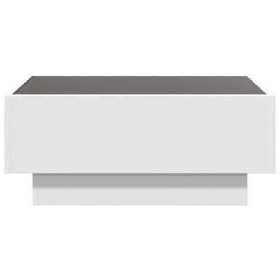 Sohvapöytä LED-valoilla valkoinen 70x50x30 cm tekninen puu