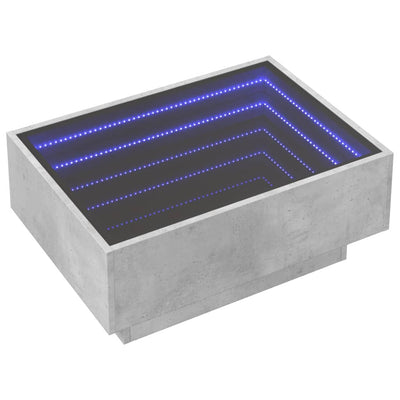 Betoninharmaa sohvapöytä led-valoilla Priciu 70x50x30cm (puinen)