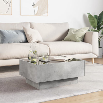 Sohvapöytä LED-valoilla betoninharmaa 70x50x30 cm tekninen puu