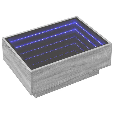 Sohvapöytä LED-valoilla harmaa Sonoma 70x50x30 cm tekninen puu