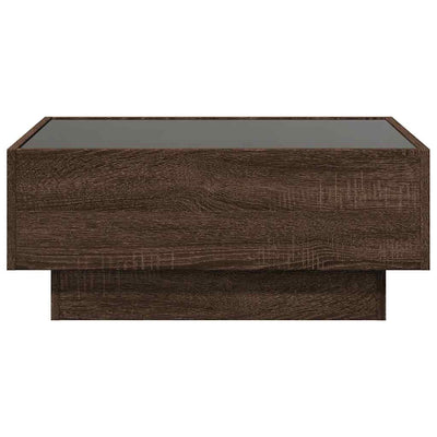 Ruskea sohvapöytä led-valoilla Priciu 70x50x30cm (puinen)