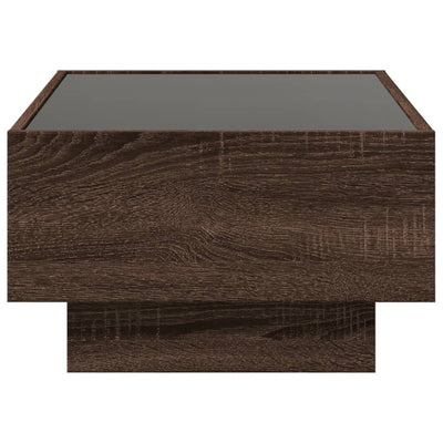 Sohvapöytä LED-valoilla ruskea tammi 70x50x30 cm tekninen puu